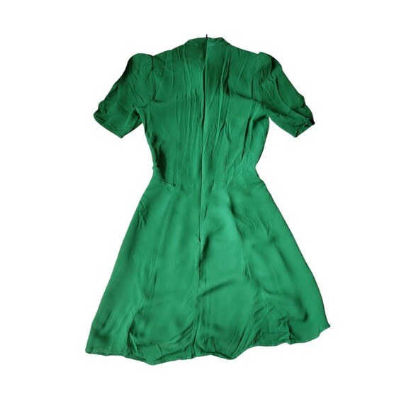 Reformation Kelly Green Twee Mini Dress Womens Size 0 Puff Sleeve Chiffon Preppy - Picture 3 of 10